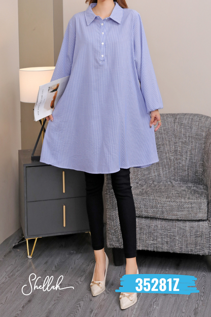 Modest Muslimah Striped Shirt - 35281Z