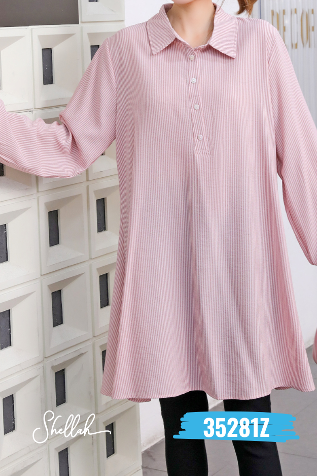 Modest Muslimah Striped Shirt - 35281Z