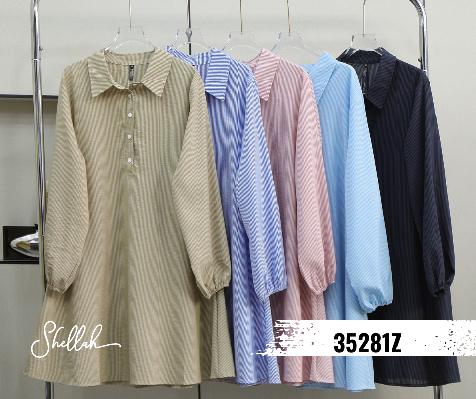 Modest Muslimah Striped Shirt - 35281Z